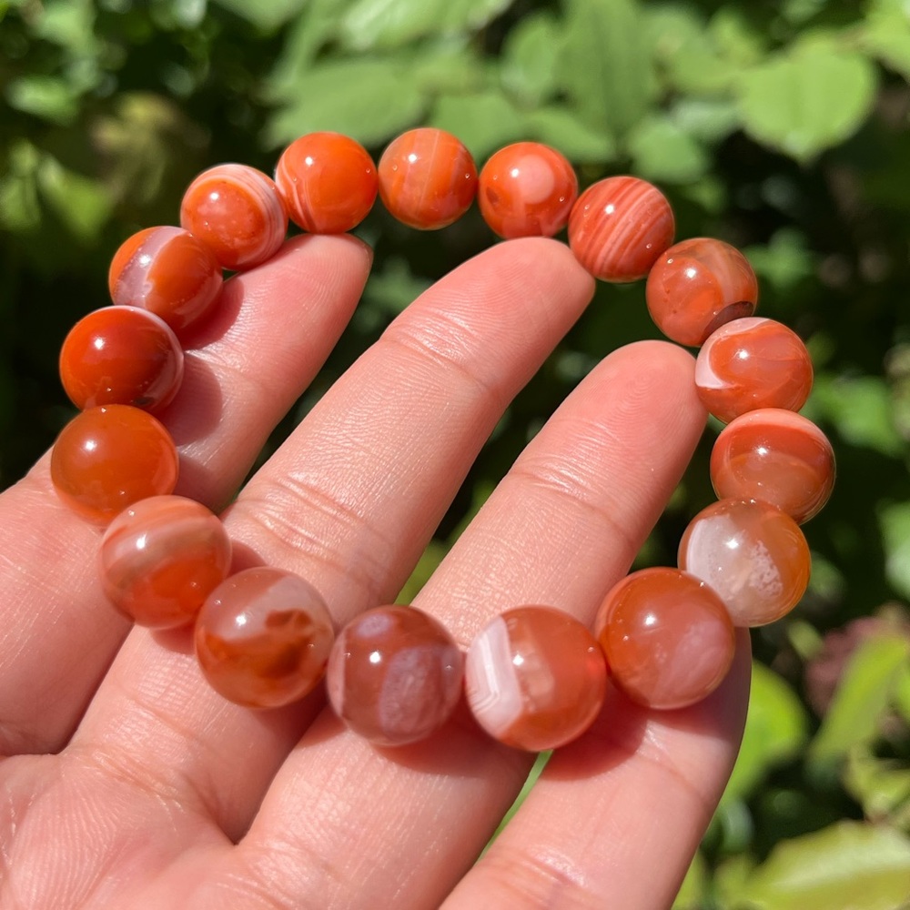 12mm stretchable Nanhong agate bracelet